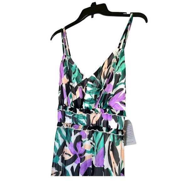 Donna Morgan Womens Green Purple Floral Sleeveless Strappy Maxi Dress Sz 16 New - Picture 6 of 10